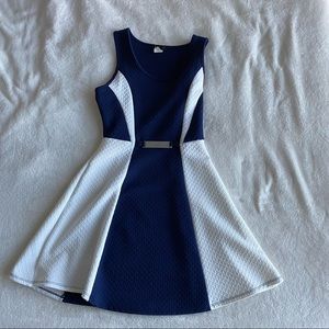 White and blue skater dress tank top
